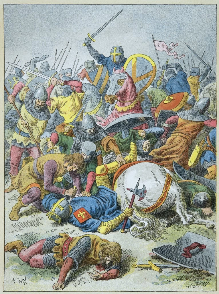 Frederic Theodore Lix - Re Filippo Augusto alla battaglia di Bouvines nel 1214